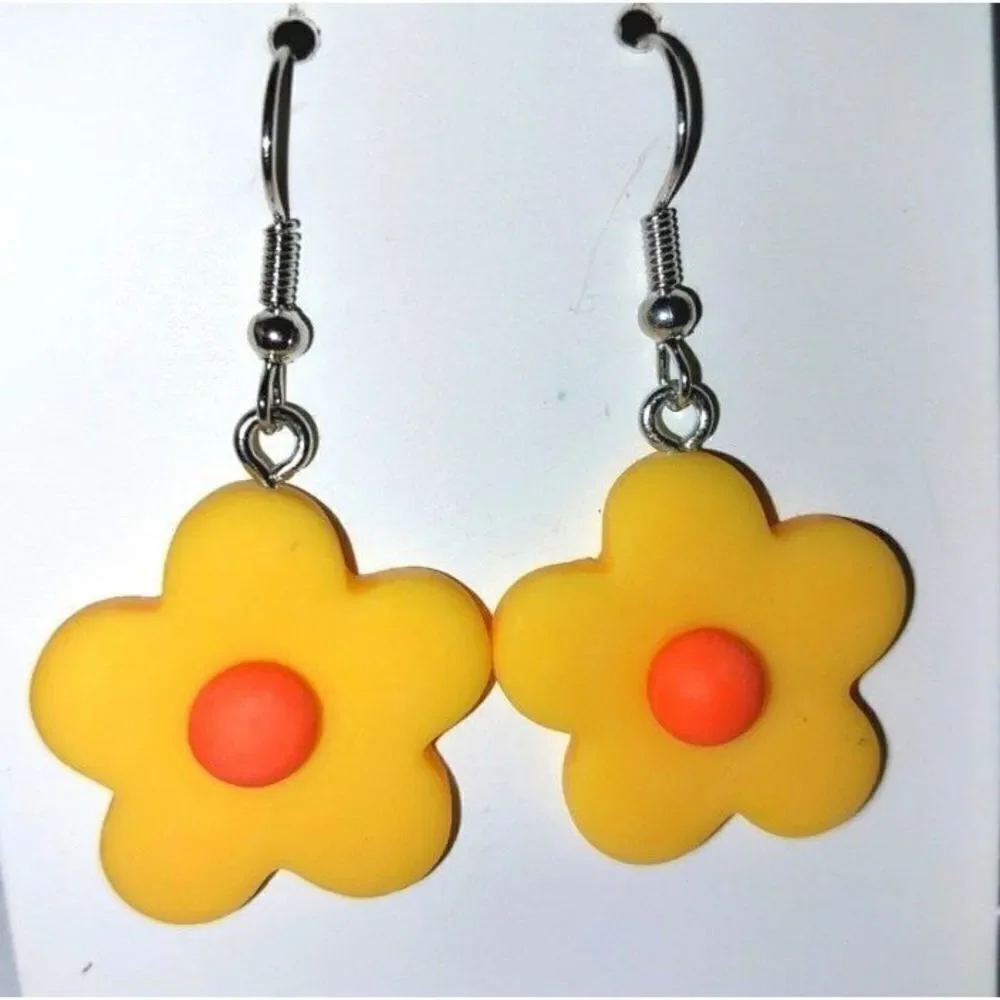 Yellow and orange flower earrings